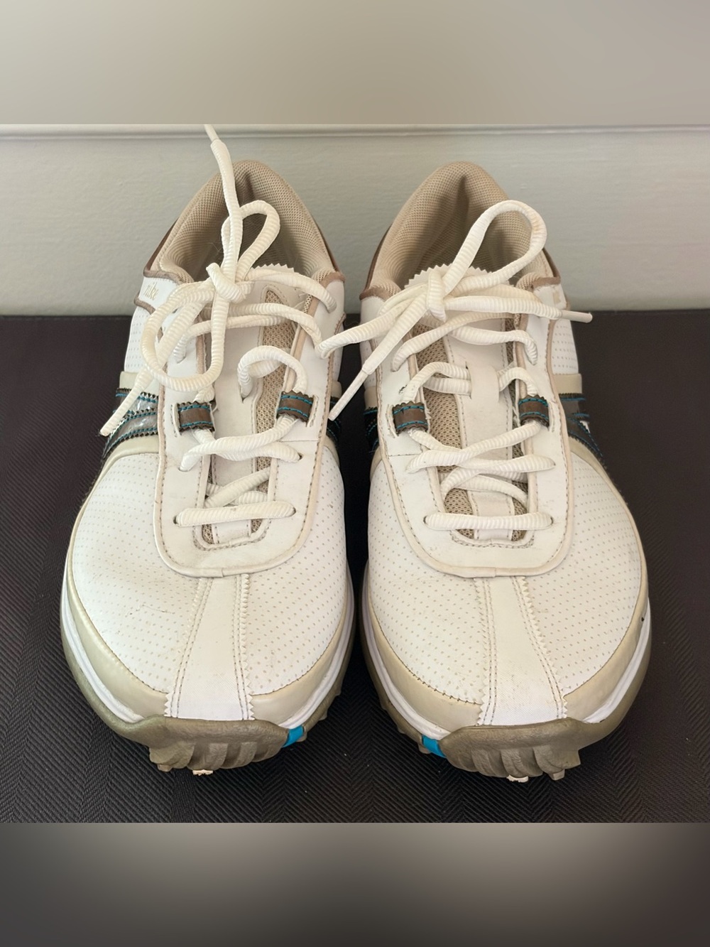 Nike Air Brassie II  Golf Shoes Women’s Sz 7 White/Brown Leather 335946-141 EUC